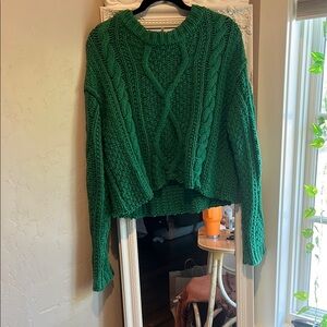Green Cable Knit Sweater